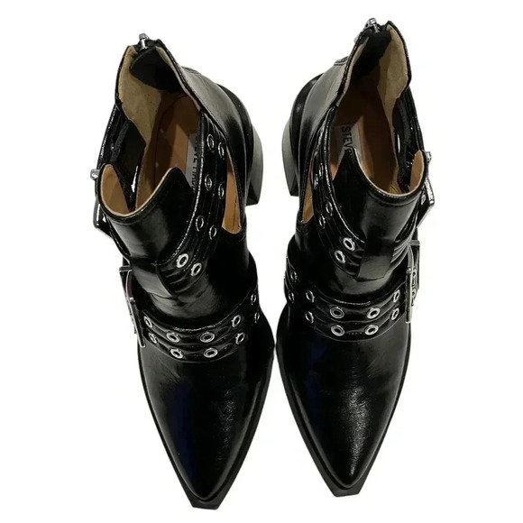 Steve Madden Grazia Pointed Toe Moto Bootie Black Size 10 - Picture 14 of 14